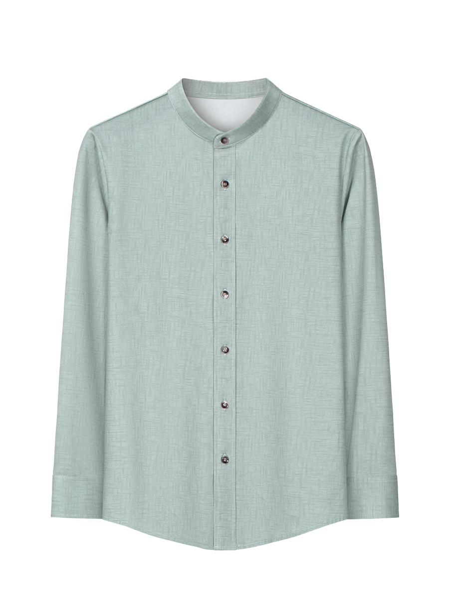 OE296: Áo sơ mi nam cao cấp cổ đứng dài tay chất liệu cotton