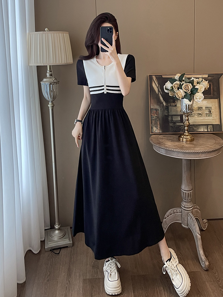 OD786: đầm cao cấp cổ tròn tay ngắn váy dài
