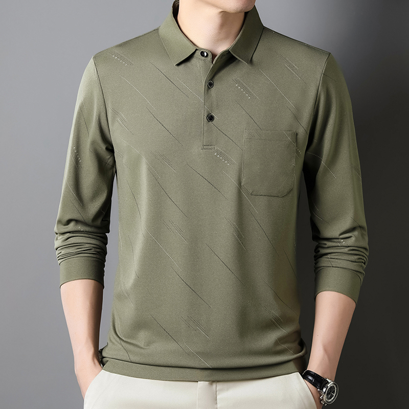 OE947: Áo thun nam trung niên xuân thu dài tay cotton