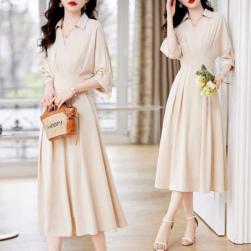 Mã B970: Đầm váy sơ mi nữ dáng dài chiết eo thanh lịch pc Hàn