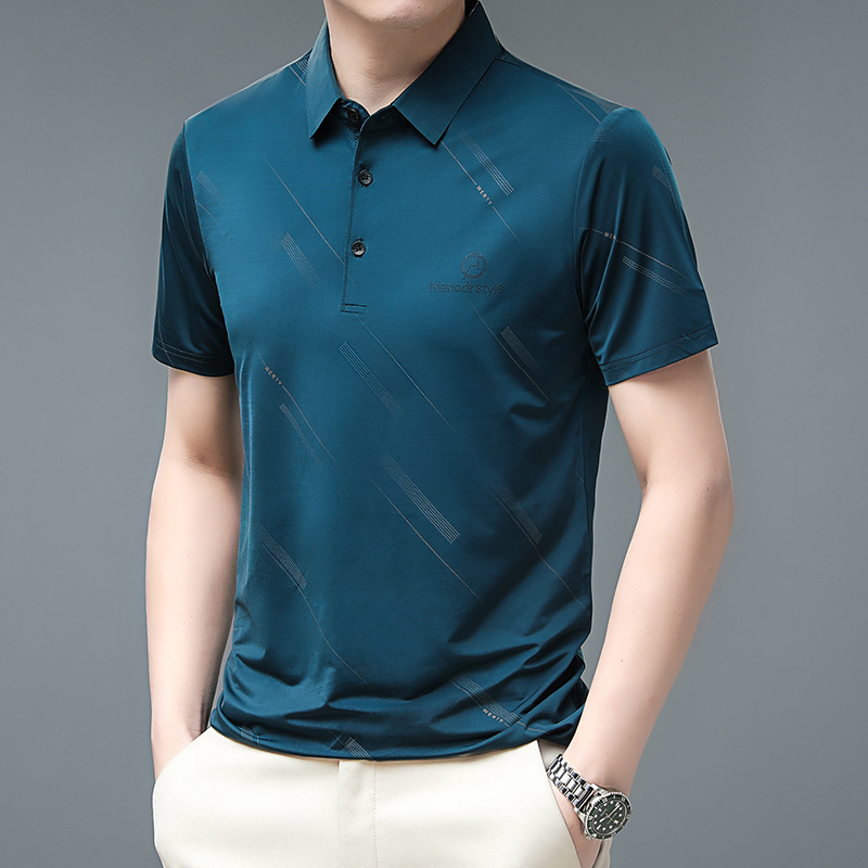 OE269: Áo thun POLO lụa Woodpecker dành cho nam cao cấp tay ngắn,