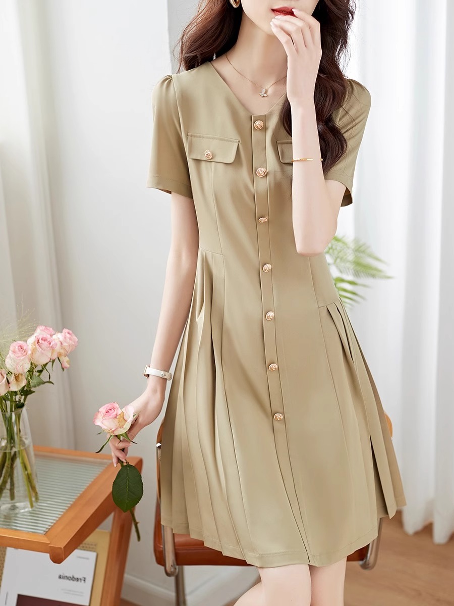 OD564: Váy dài vừa xếp ly eo thon cao cấp