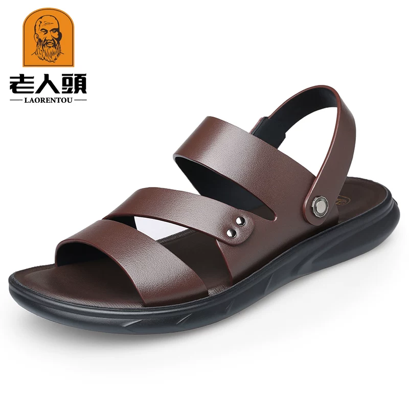 OH096: Dép xăng đan dành cho nam cao cấp sandal ,da thật, chống trơn trượt, đế mềm