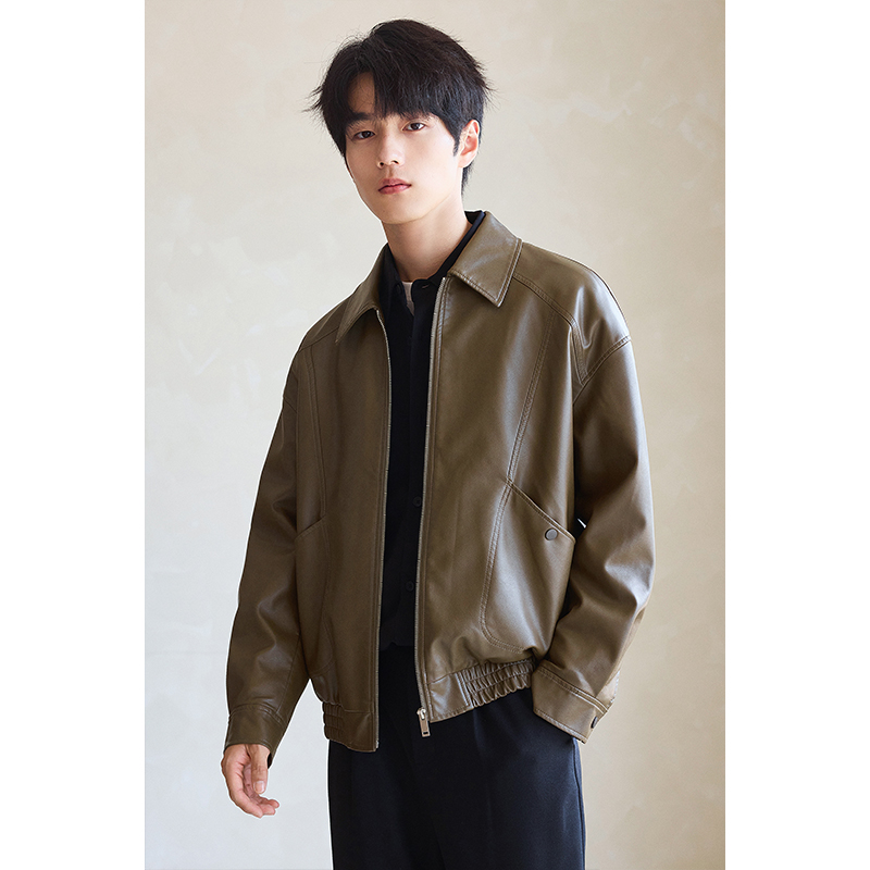 OE945: Áo khoác da PU mềm mại nam cao cấp