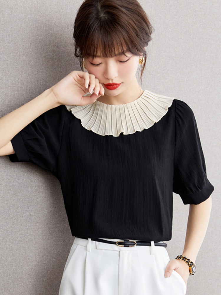 OD012: áo sơ mi nữ cổ phối bèo