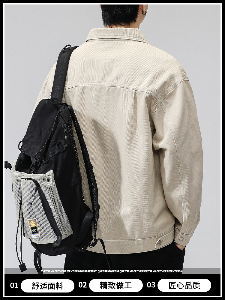 OE371: Áo khoác denim cotton nam cao cấp