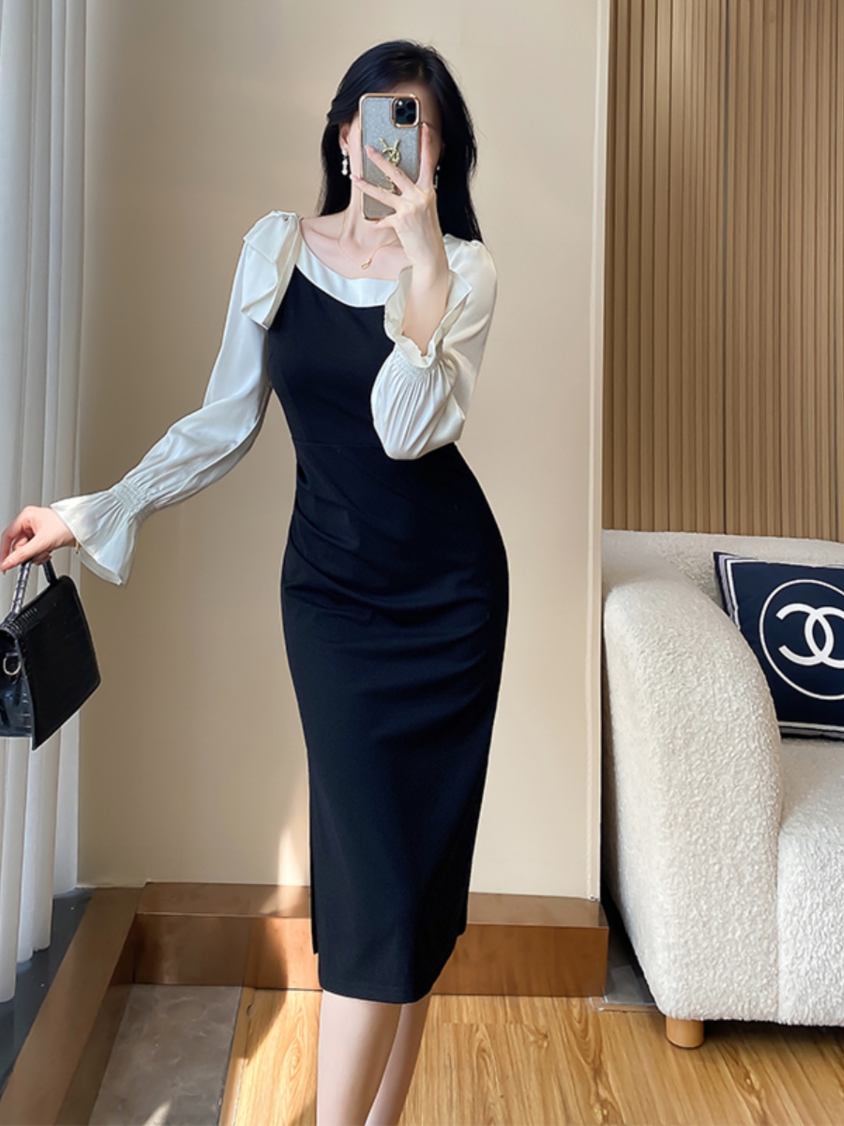 OE905: Váy thu mới cao cấp váy nhỏ nữ tính phong cách nữ thần nhẹ nhàng sang trọng
