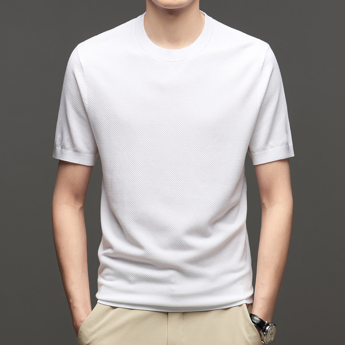 OD358: Áo thun nam dệt kim Tencel cổ tròn cao cấp Hàn Quốc