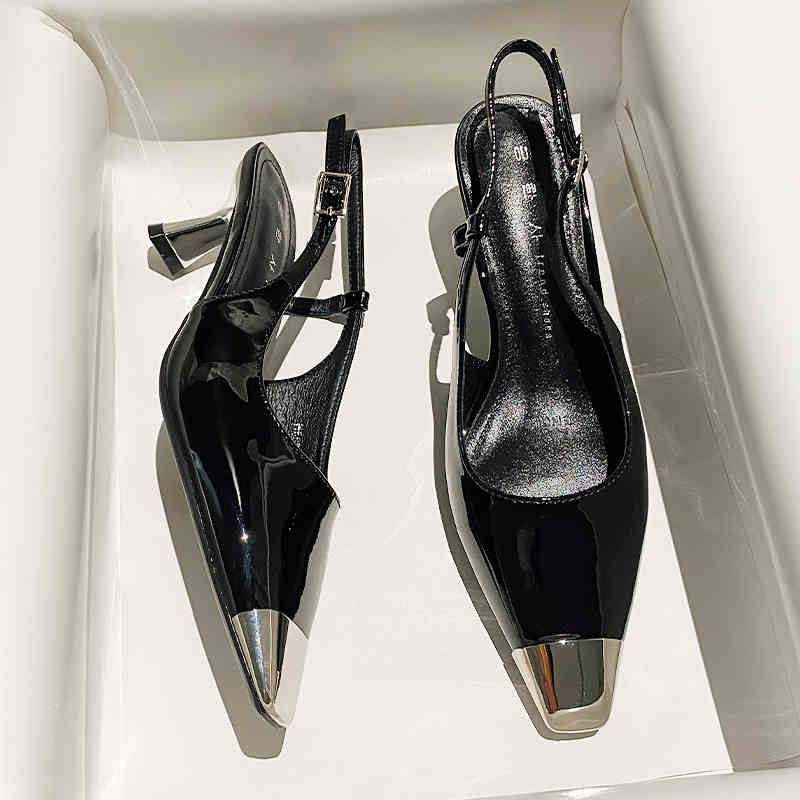 C277: Giày Sandal Nữ Mũi Nhọn Gót Nhọn Dây Đeo Sau