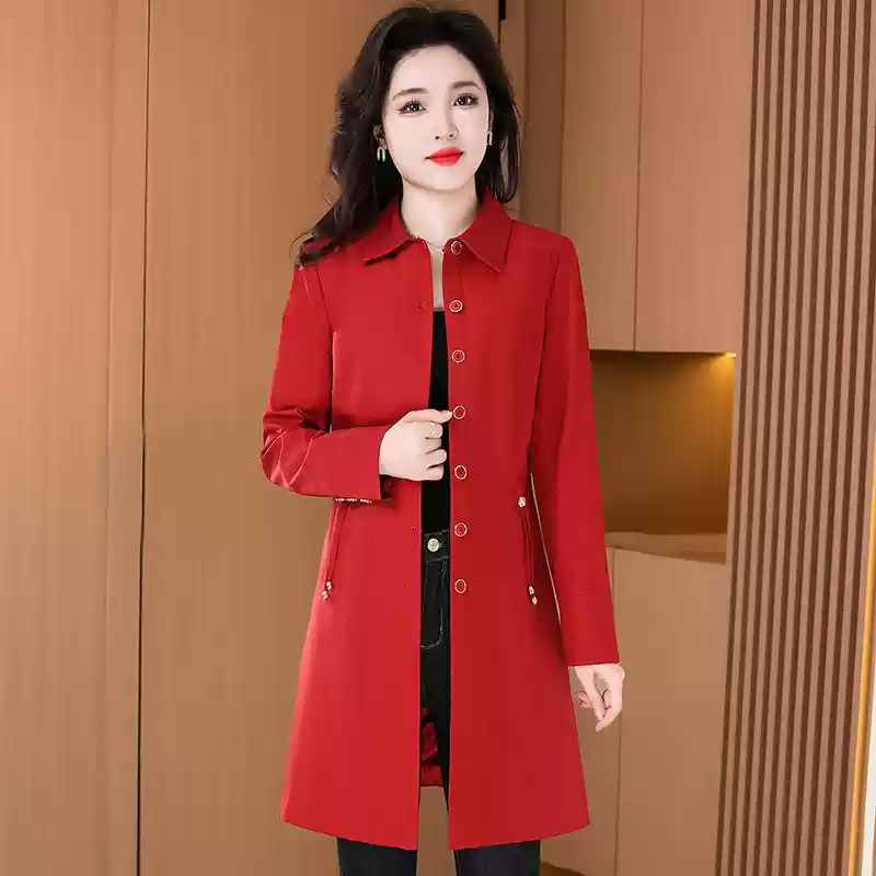 OD1040: Áo khoác gió trung niên dáng dài nữ thời trang mới cao cấp