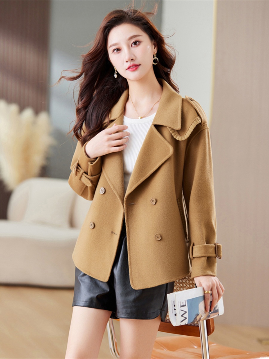 OE923: Áo khoác cashmere ngắn hai mặt cho nữ