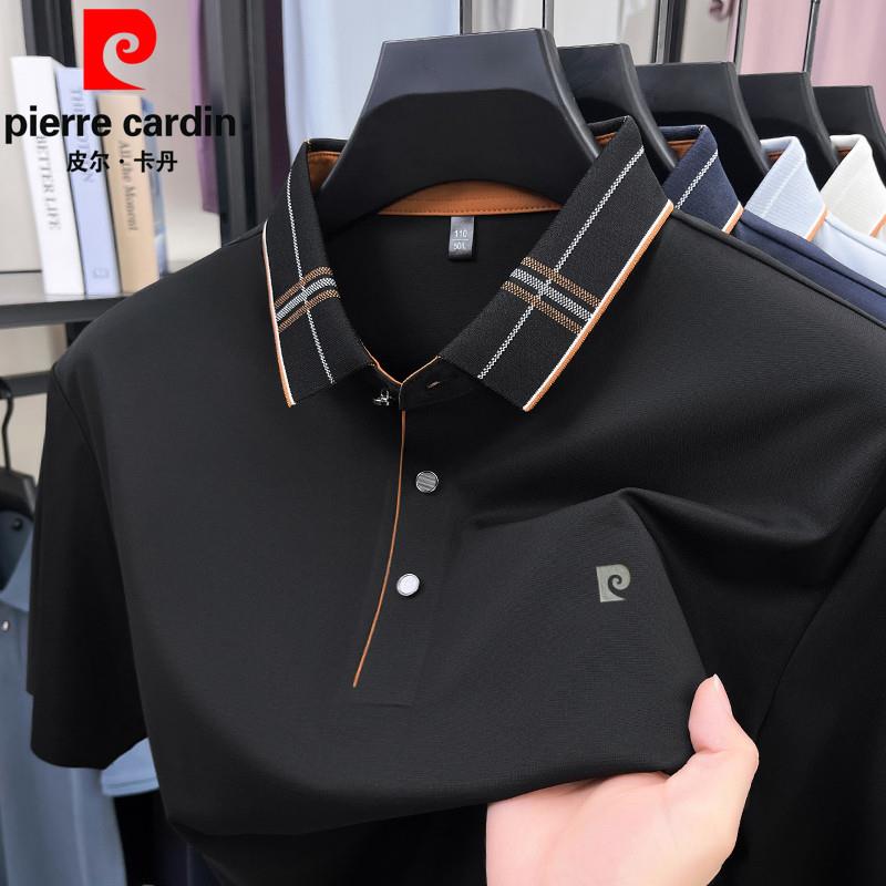 OE662: Áo thun nam cao cấp mùa hè lụa tơ Pierre Cardin tay ngắn ve áo trung niên áo thun POLO