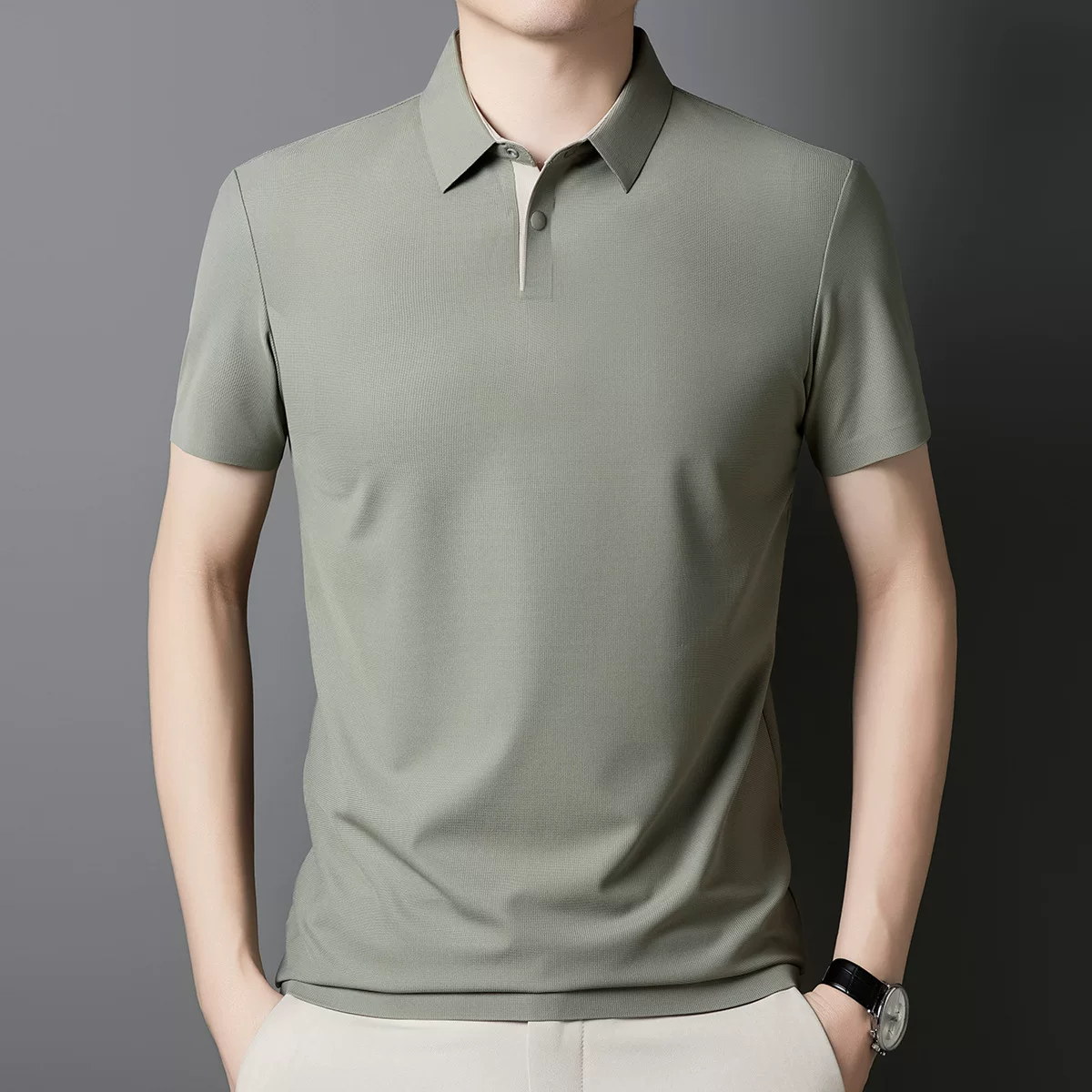 OE966: Áo thun nam ngắn tay cao cấp Pierre Cardin bằng lụa