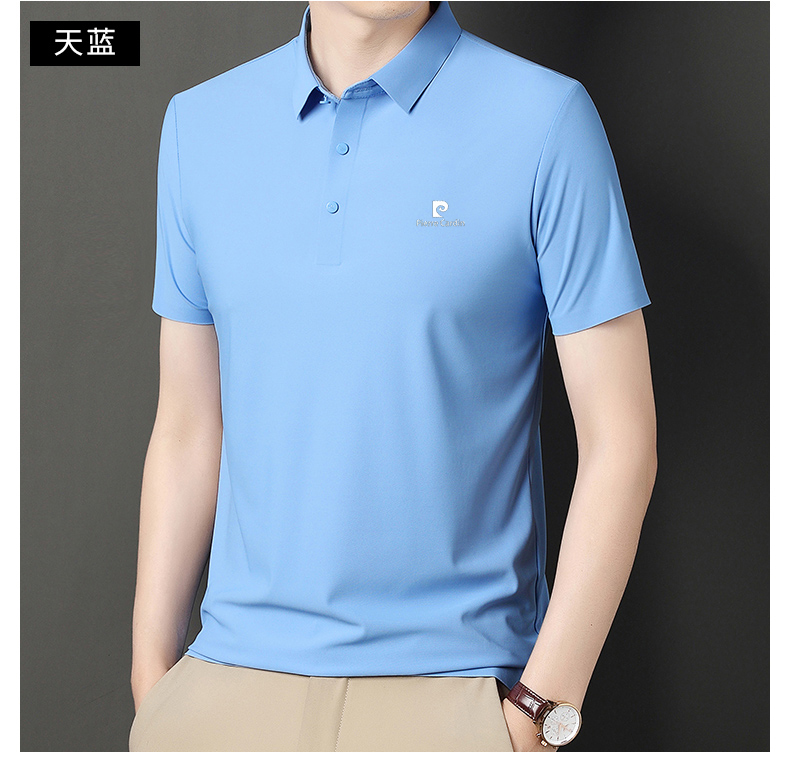 OE282: Áo thun nam cao cấp tay ngắn lụa tơ mùa hè Pierre Cardin POLO nam cao cấp ve áo