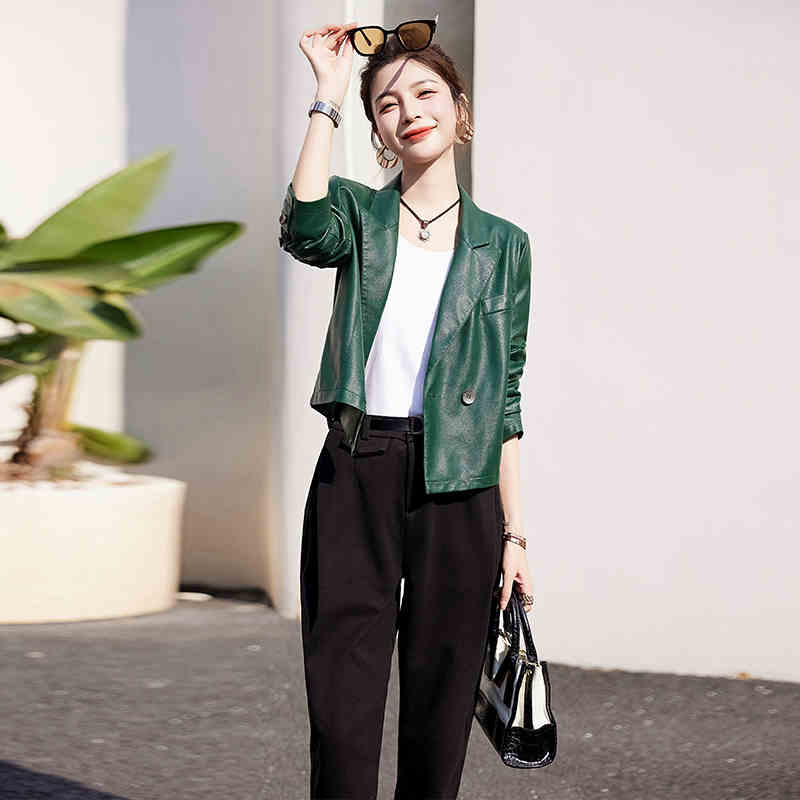 OC212: áo khoác da nữ cao cấp dáng ngắn Pc hàn quốc thanh lịch