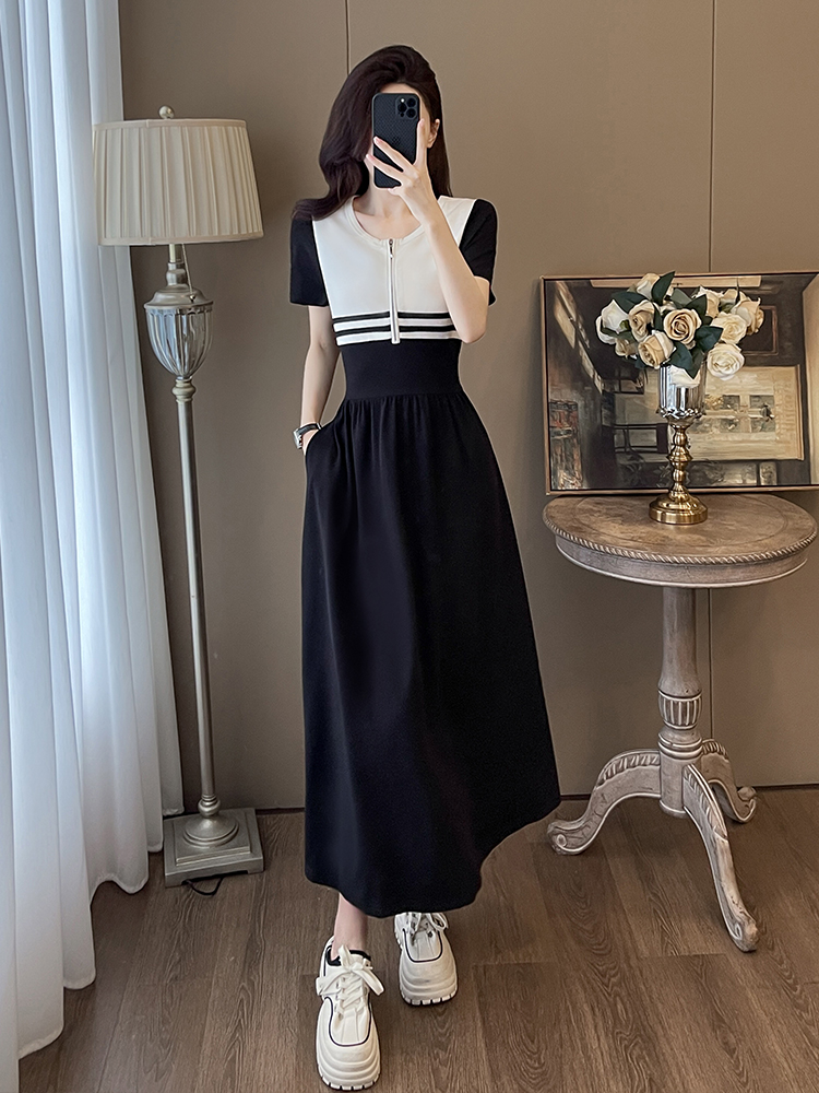OD786: đầm cao cấp cổ tròn tay ngắn váy dài
