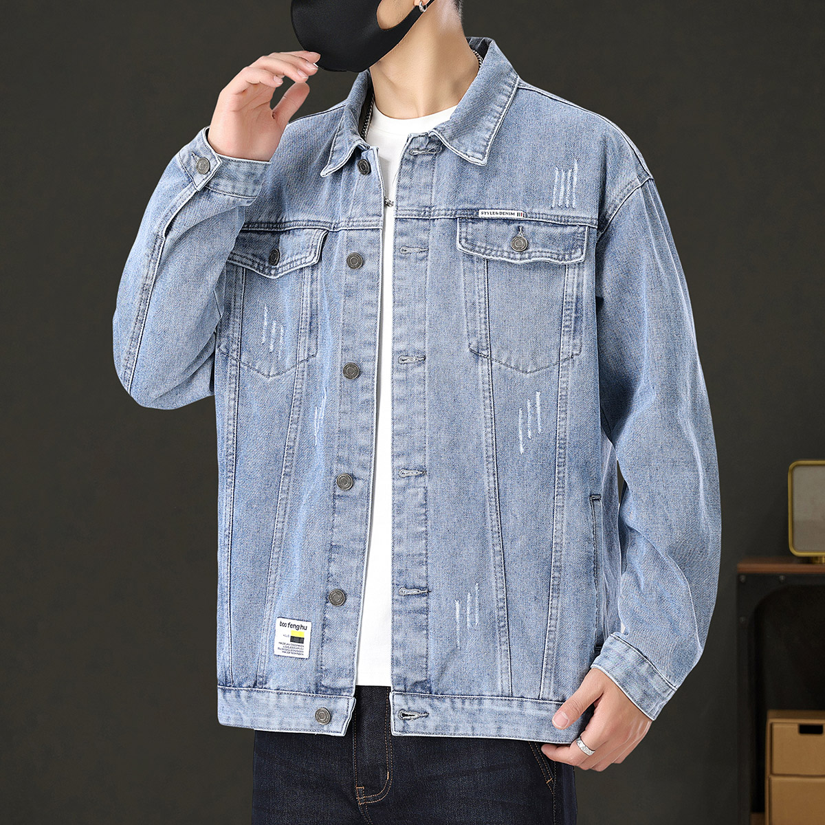 OE347: Áo khoác denim jean nam cao cấp