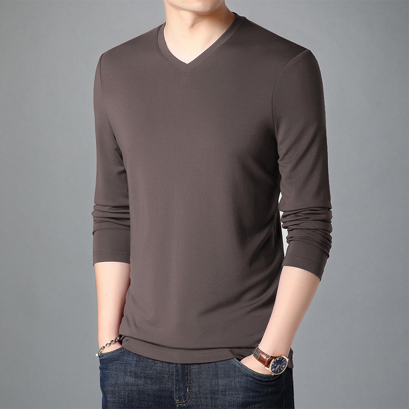 OD352: Áo thun nam lụa dâu tằm nam dài tay cổ chữ V Moda
