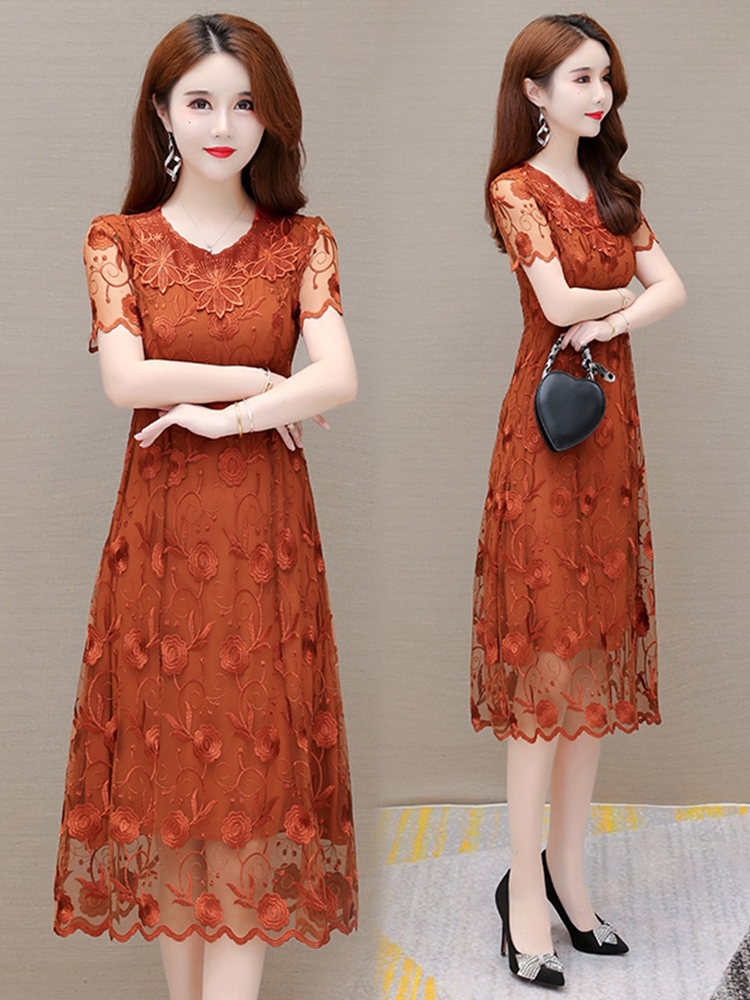 Mã B885: Đầm sườn xám thêu ren phong cách mới nữ mùa hè cao cấp