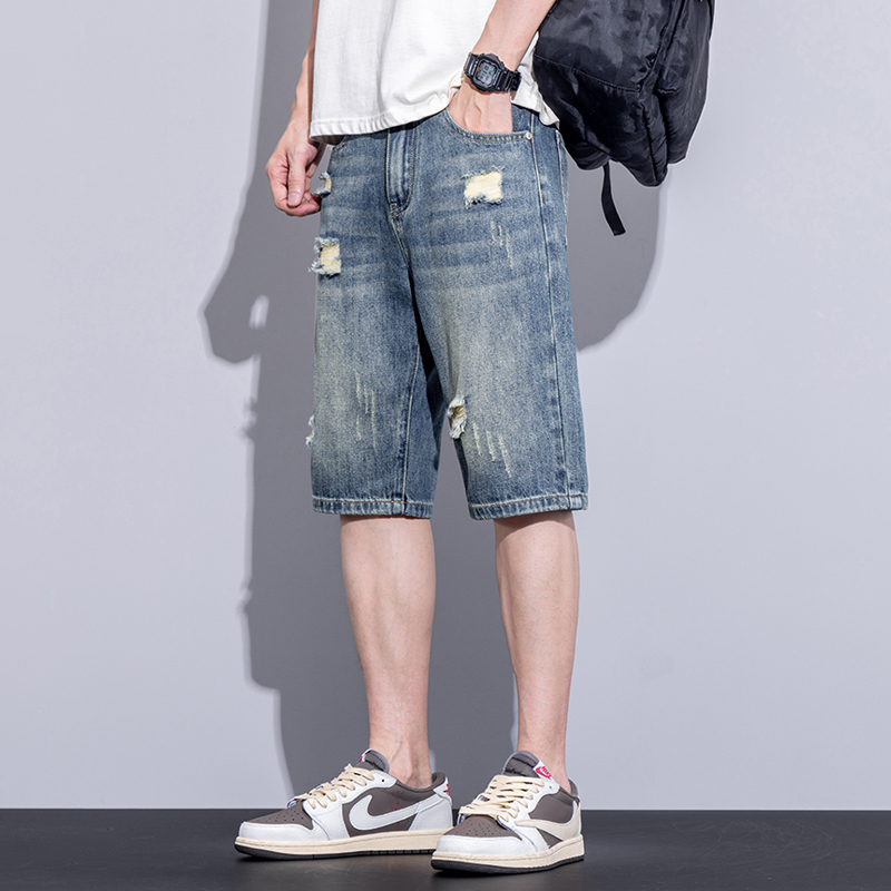 OE682: Quần short denim mùa hè cho nam cao cấp quần dài vừa phải thoải mái mỏng Ice Oxygen