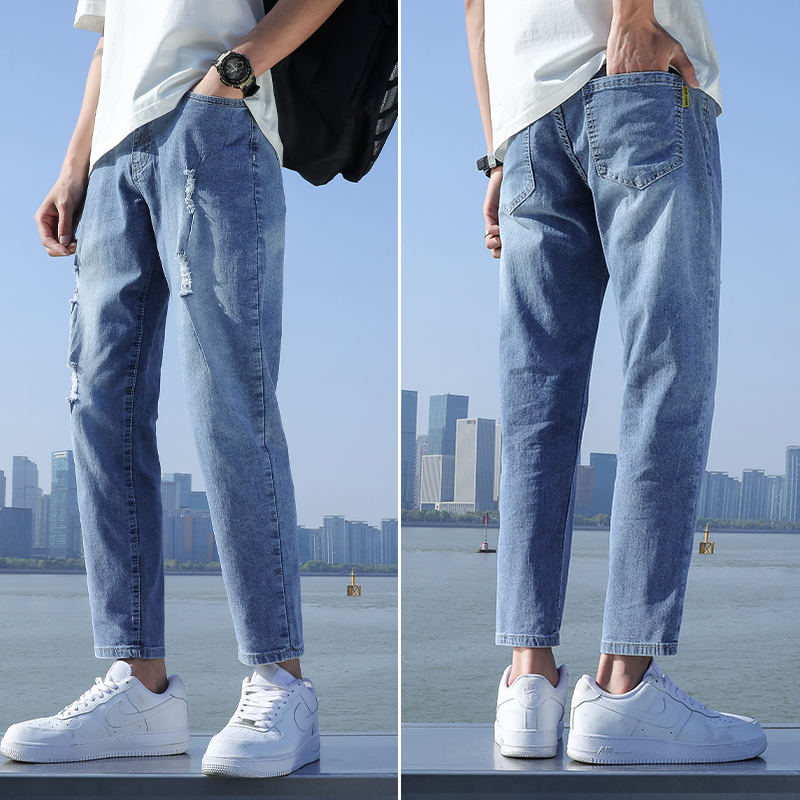 OE377: Quần jeans nam quần dài ống đứng dáng ôm đơn giản