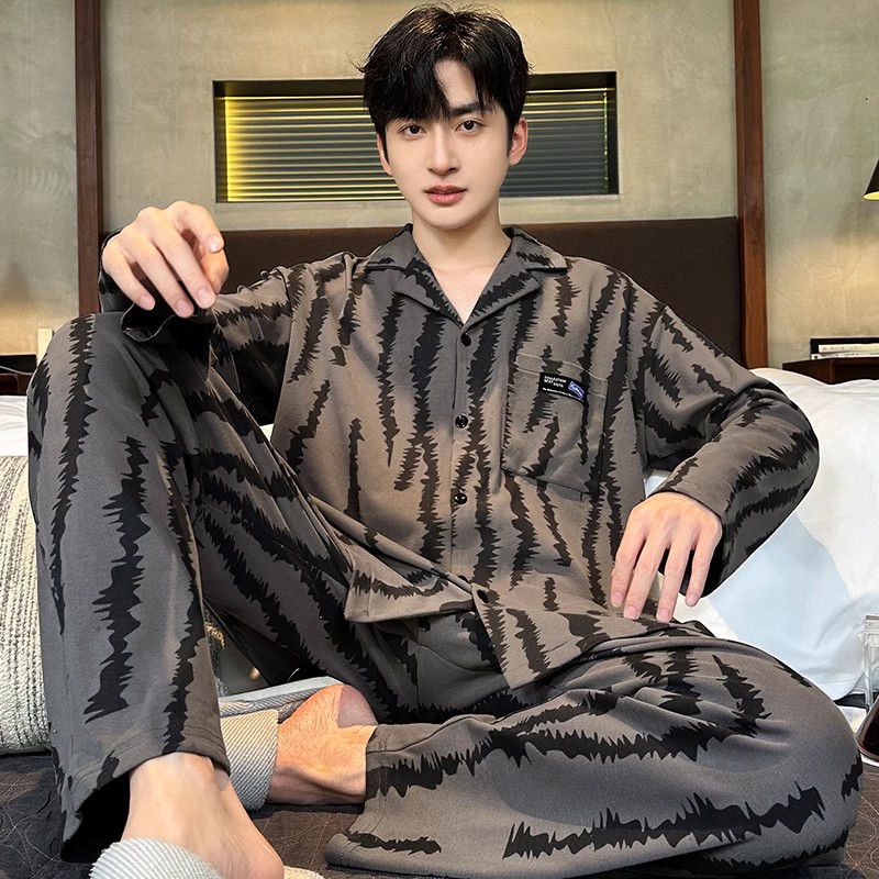 OE483: bộ đồ ngủ nam mặc nhà cotton dài tay quần áo mặc nhà SPNN