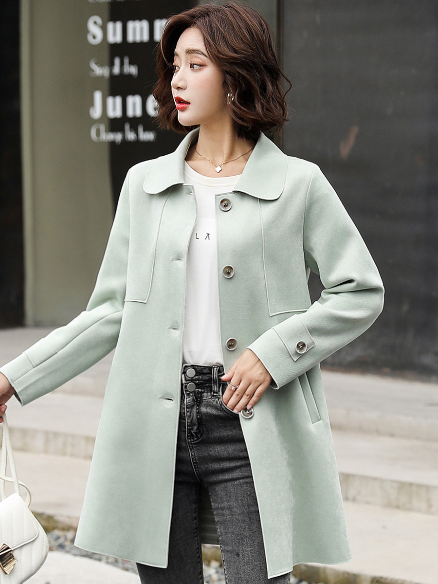 OD587: Áo khoác nữ cổ búp bê dài vừa