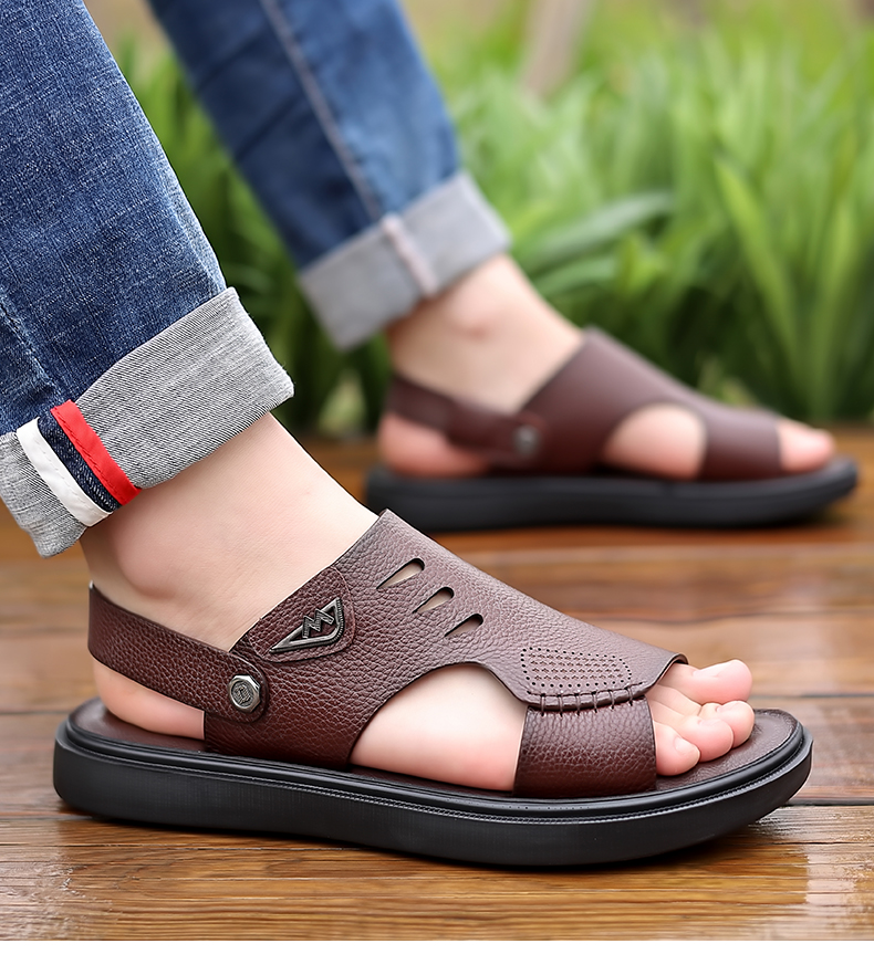 OE858: Giày da thật Old Man Head mùa hè cho nam