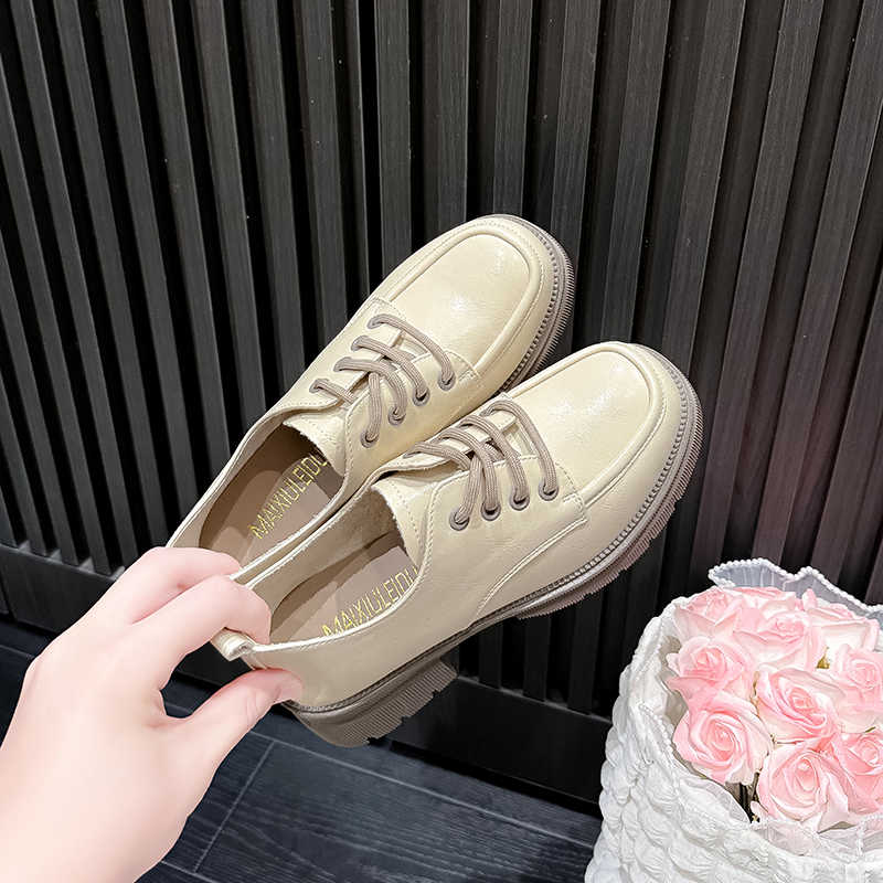C220: Giày da nữ cao cấp Giày đế dày phong cách Anh