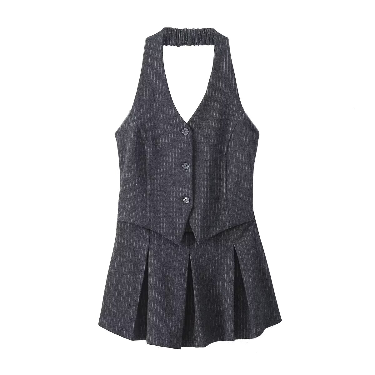 OD118: váy vest sọc xếp ly