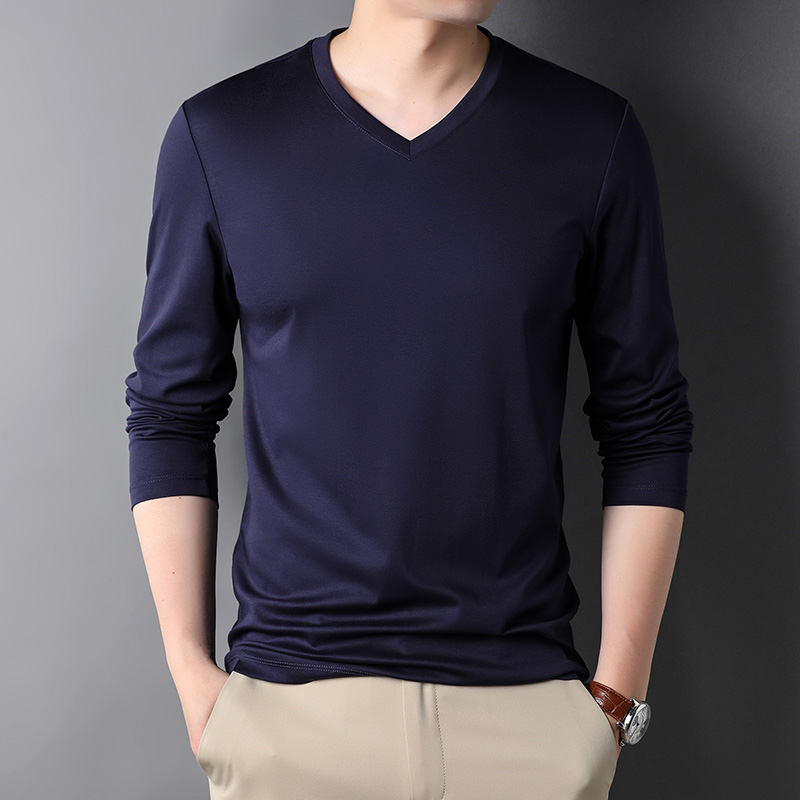 OD310: Áo thun nam tay dài cổ chữ V cotton nguyên chất