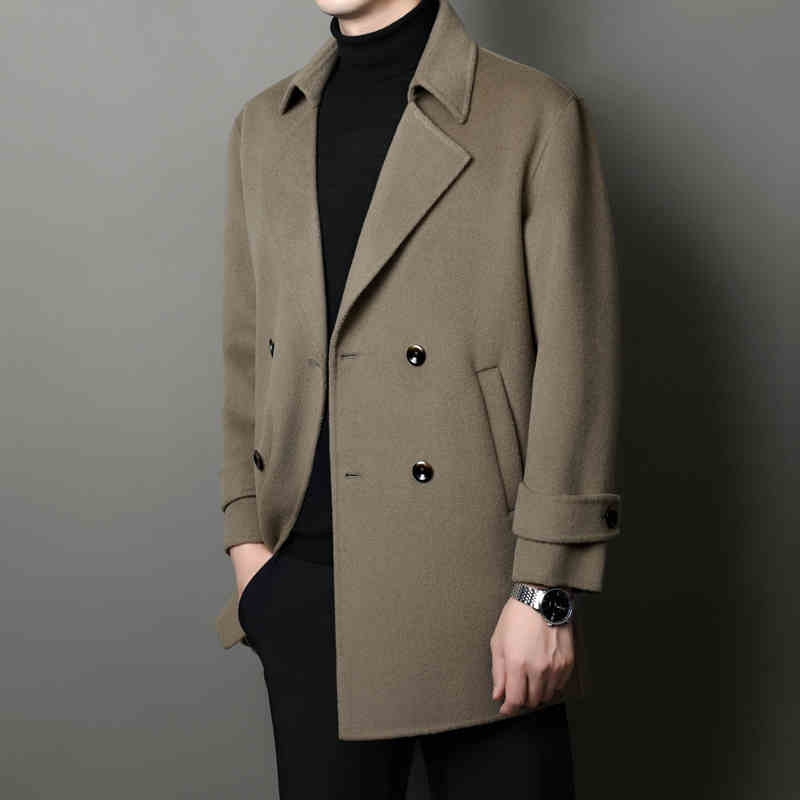 OC348: Áo khoác nam cashmere cao cấp mùa thu đông nam cổ vest dài