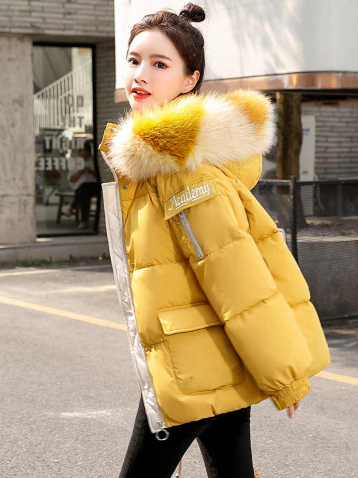 OD973: Áo khoác nữ mùa đông áo khoác dày cổ lông