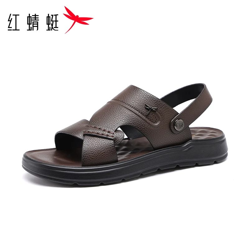 OH107: Dép xăng đan nam cao cấp Red Dragonfly, da thật, chống trơn trượt, khử mùi