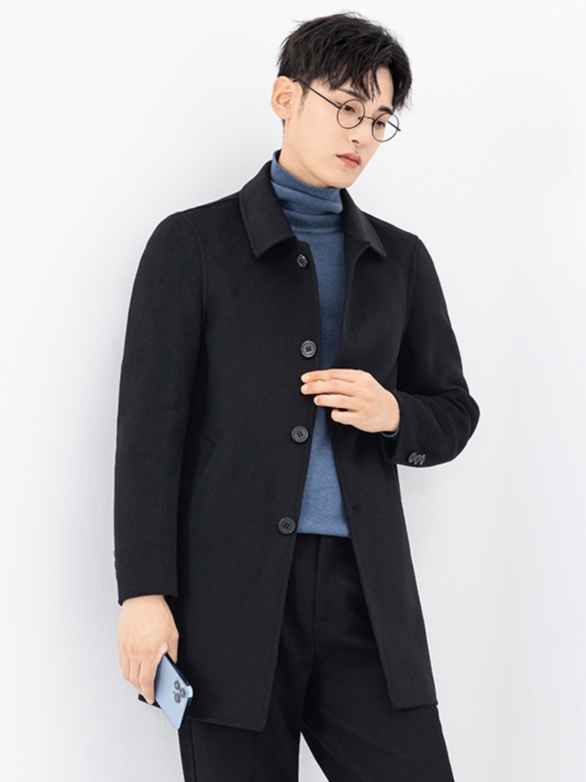Mã A963: Len hai mặt lót xuống áo khoác cashmere