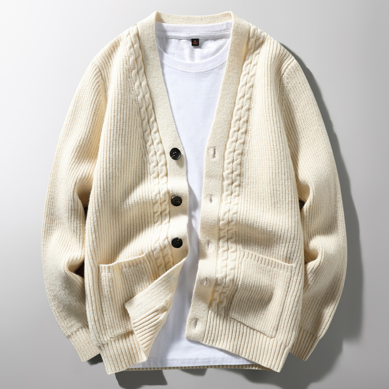 Mã B255: Áo len cardigan nam cổ chữ V phong cách Hàn Quốc