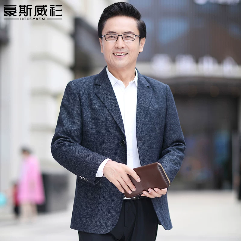 OH046: Áo vest nam kẻ caro dáng rộng thoải mái dành cho người trung nien