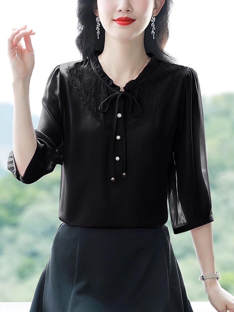 OD495: Áo sơ mi nữ lụa ngắn tay mùa hè sang trọng