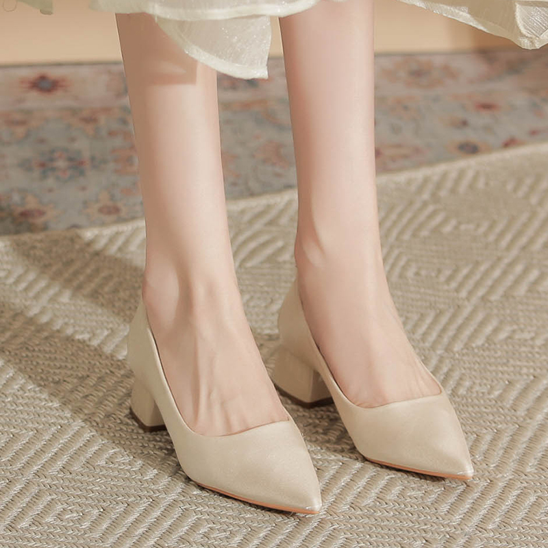 OE431: Giày cao gót nữ satin cao cấp gót dày
