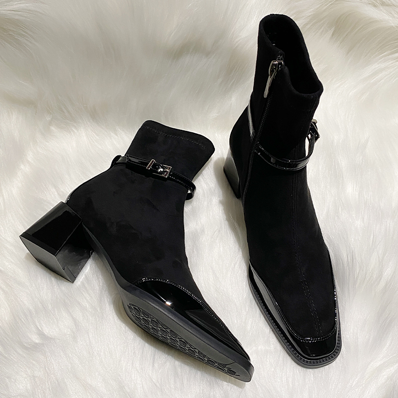 C280: Giày Boot Cổ Ngắn Cho Nữ Mới Dây Kéo Bên Hông