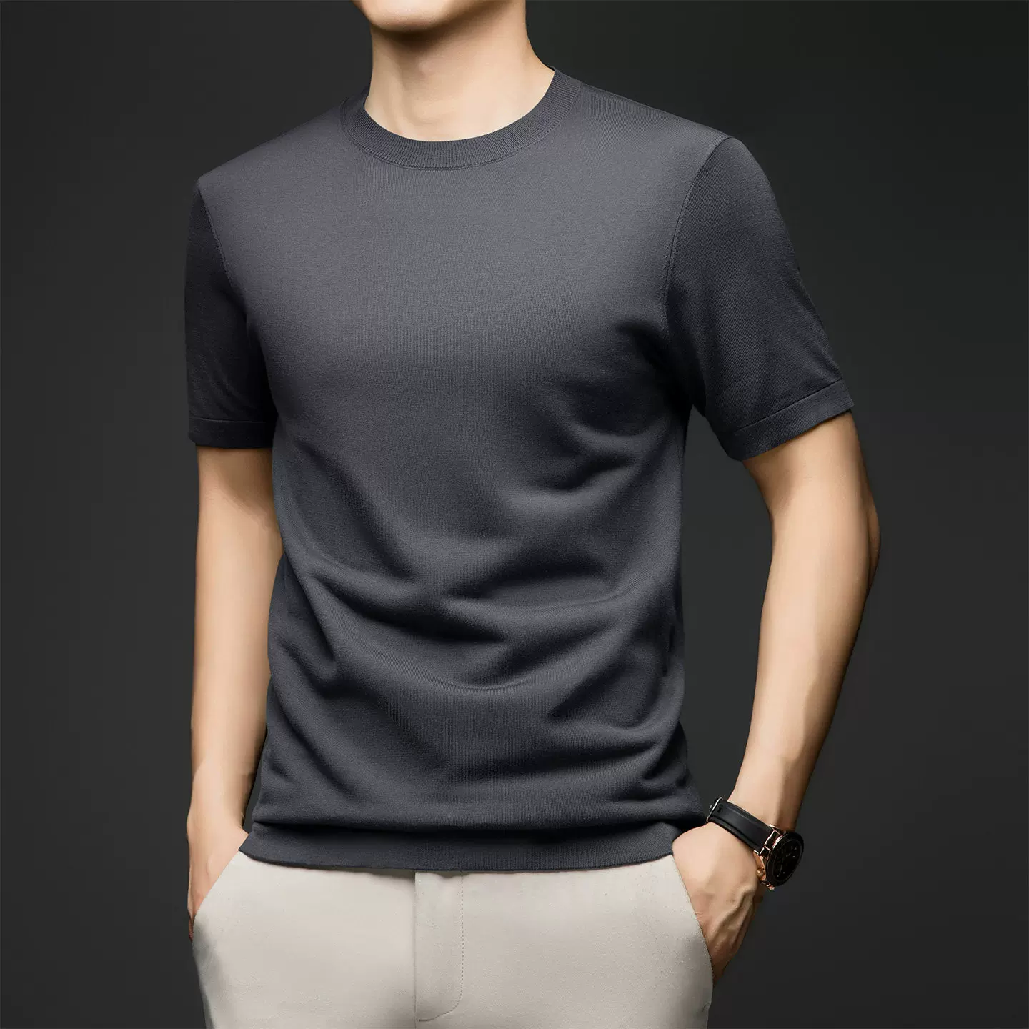 OH151: Áo thun ngắn tay nam 100% Lyocell, cổ tròn