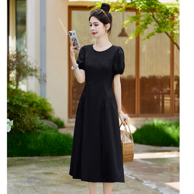 OD600: Váy cotton suông tay phồng váy dài xếp ly