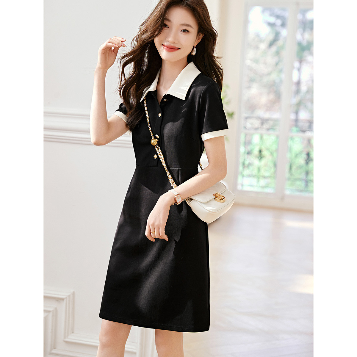 OD092: đầm suồng có cổ cao cấp