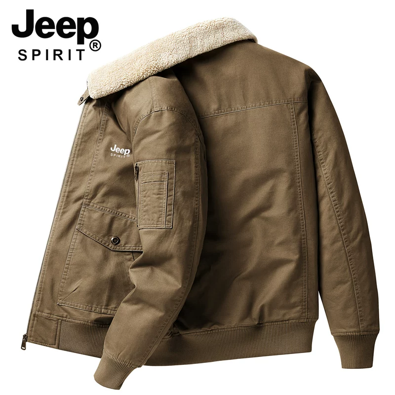 OH162: Áo khoác nam JEEP bằng len cừu, kiểu dáng mới Thu/Đông, ấm áp và chất liệu cotton