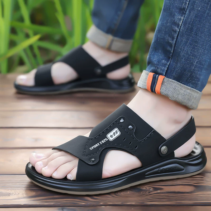 OH099: Dép xăng đan nam cao cấp Woodpecker đế cao su mềm, kiểu dáng casual,