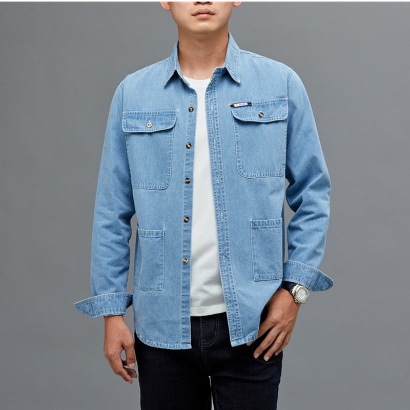 OE345: Áo sơ mi denim jean cotton nam cao cấp