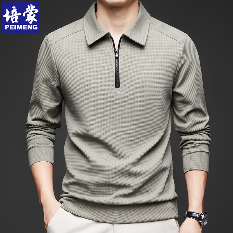 OE281: Áo thun POLO nam cao cấp tay dài cho trung niên cổ bẻ khóa nửa chính hãng Peimenh