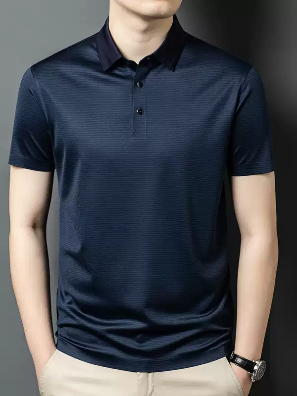 OE974: Áo polo nam cao cấp mùa hè với cổ áo bằng lụa tơ tằm