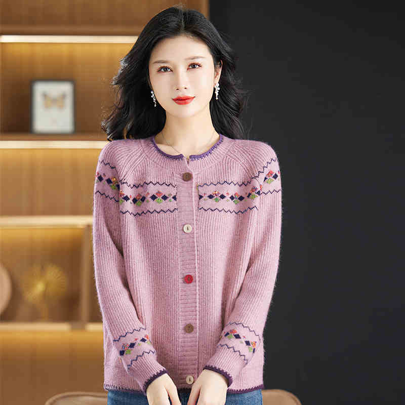 OD970: áo khoác nữ len ngắn Áo khoác ngoài trung niên