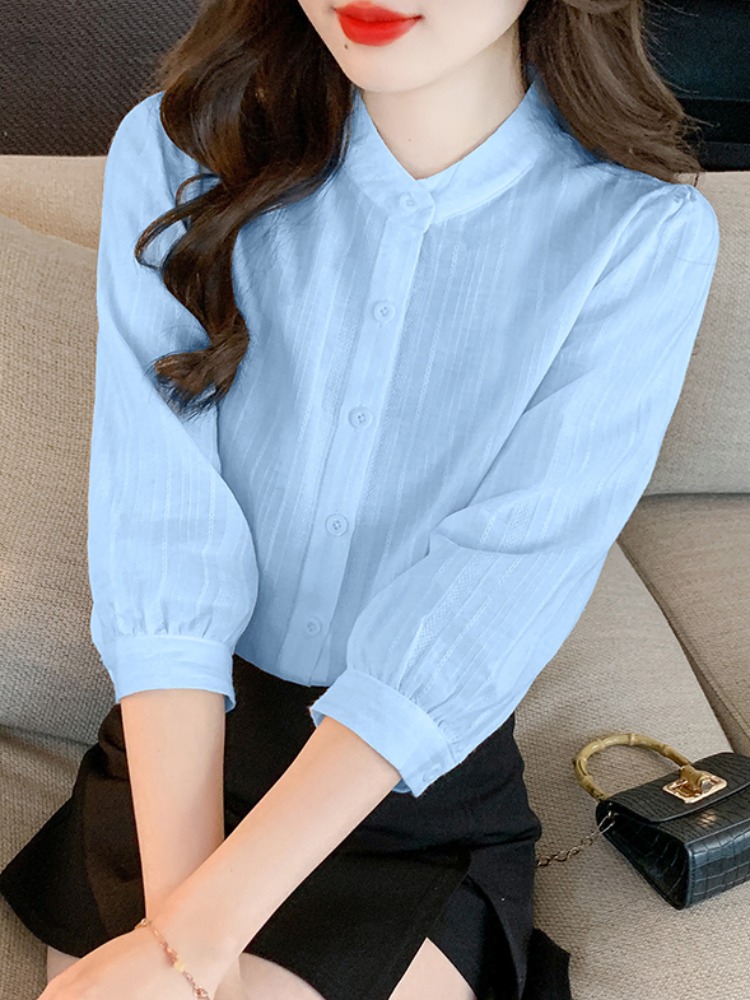 OD039: áo sơ mi nữ coton dài tay thêu